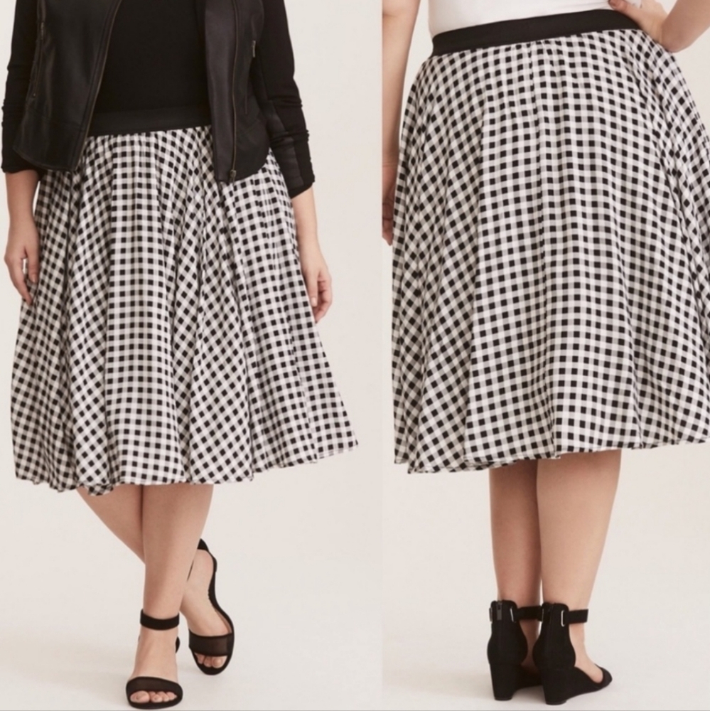 Sugarlips Plaid Checkered Midi Skirt With Pockets